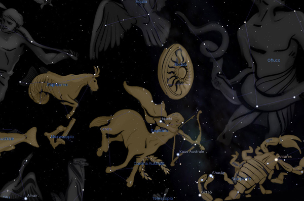 Costellazioni zodiaco strada celeste